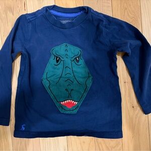 Joules Navy Blue Long Sleeve Shirt with Dinosaur Design